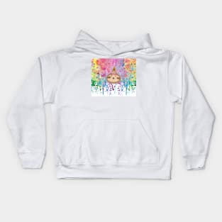 Icecream Cone Sloth Face Rainbow Paint drip Kids Hoodie